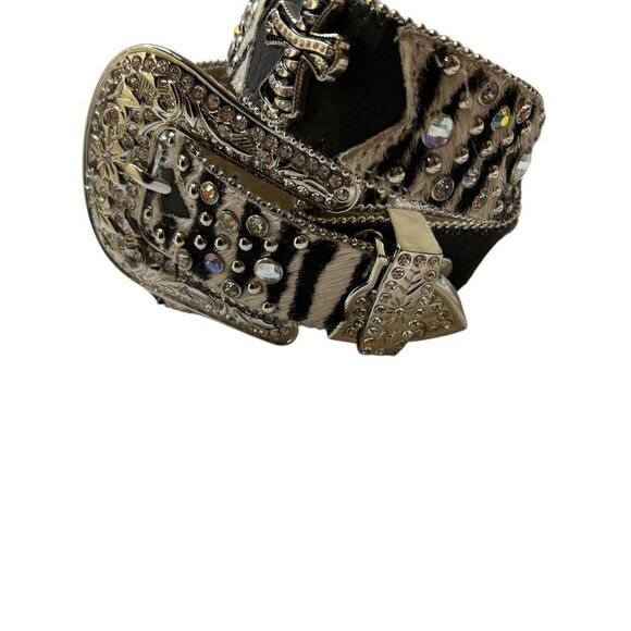 Nocona cross zebra animal hair western cowgirl belt main image 6